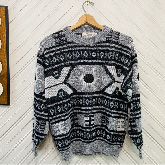 Vintage Other - Vintage Aztec Knit Sweater Made In USA
